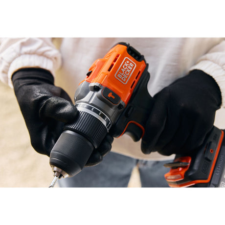 Trapano avvitatore Black+decker 18v 2.0ah (nero arancione, batteria e caricabatterie inclusi.)