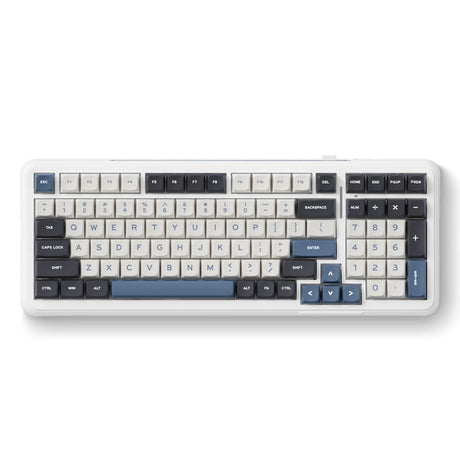 Tastiera meccanica RGB Mchose K99 blu navy Hyacinth con montaggio su guarnizione wireless (bianco, layout USA (Qwerty), KTT Hyacinth, RGB, hot swap, PBT doppio scatto, wireless | Bluetooth | USB-C)