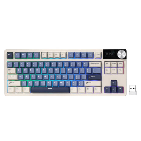 Tastiera da gioco wireless Royal Kludge S85 TKL (layout USA (QWERTY), 80% (TKL), Horizon Blue, Cloud Switch, RGB, Hot Swap, 2,4 GHz | USB-C | Bluetooth)