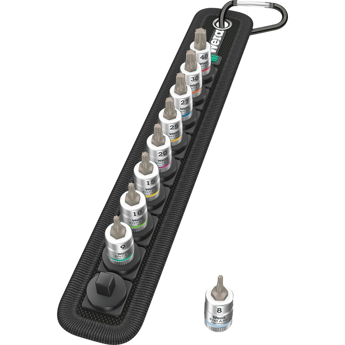Wera Belt A3 Set di dadi per punte Torx HF Zyklop con funzione di supporto, chiave a bussola 1 4 (nero argento)