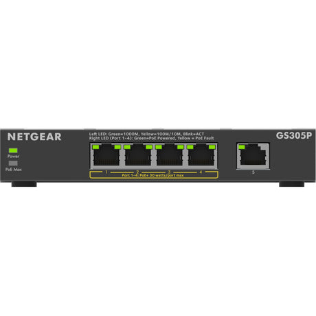 Switch non gestito Netgear 5 porte poe+ gigabit ethernet soho (gs305p) (nero)