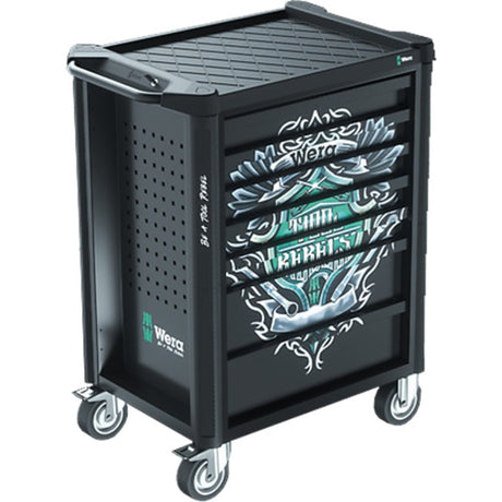 Carrello da officina Wera 9700 Tool Rebel 1, carrello portautensili da 94 pezzi (nero, incl. 4 inserti in gommapiuma con strumenti)
