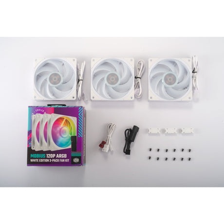 Ventole case Cooler master mobius 120p argb 120x120x25 (bianco, 3 pezzi, 120 x 120 x 25 mm, pwm)