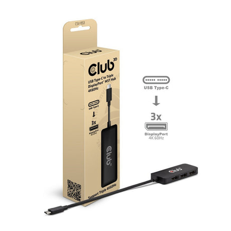 Hub Club 3D da USB-C a tripla DisplayPort MST (nero, 4K60Hz)