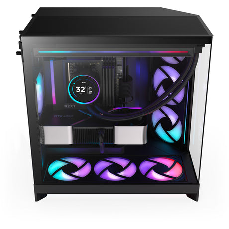 Custodia midi tower Nzxt h9 flow rgb (nero (opaco) | 2x usb-a | 1x usb-c | rgb | vetro temperato)