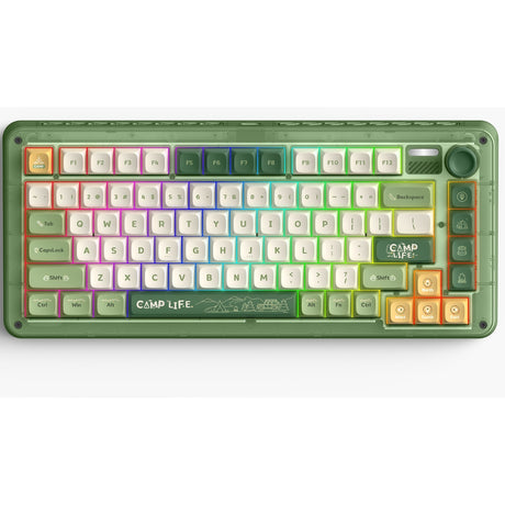 Tastiera meccanica wireless da campeggio Iqunix zx75 (verde, layout us (qwerty), cherry mx brown, 75%, led rgb, hot-swapable, double-shot pbt, 2.4ghz | bluetooth 5.1 | usb-c)
