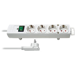 Brennerstuhl comfort-line plus multipresa a 4 vie (con spina piatta, interruttore, cavo da 2 m e distanze extra larghe dalle prese) colore: bianco