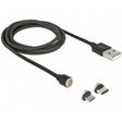 Delock set di cavi dati USB magnetici e di ricarica per micro USB USB tipo C (nero, 1,1 metri)