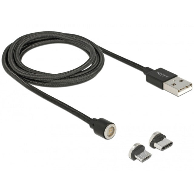 Delock set di cavi dati USB magnetici e di ricarica per micro USB USB tipo C (nero, 1,1 metri)