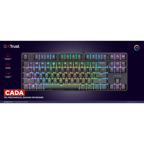Trust GXT 864 Cada Tastiera meccanica compatta da gioco TKL (nera, layout USA (Qwerty), marrone Huano, RGB)