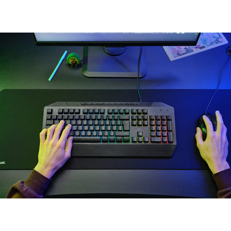 Tastiera gaming Trust GXT 836 EVOCX RGB (nera, layout USA (QWERTY), membrana, 100%, RGB)