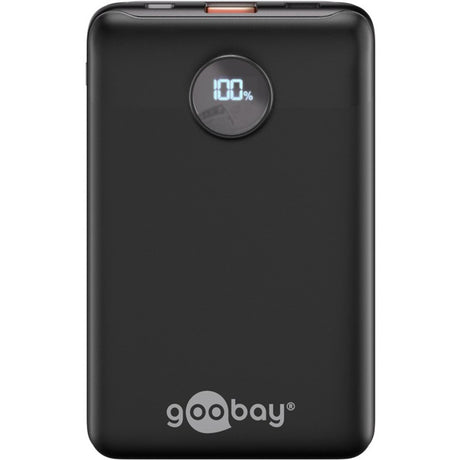 Power bank Goobay compatto da 10.000 mAh (nero, 10 Ah, 1x USB-A, 1x USB-C, alimentazione, ricarica rapida)
