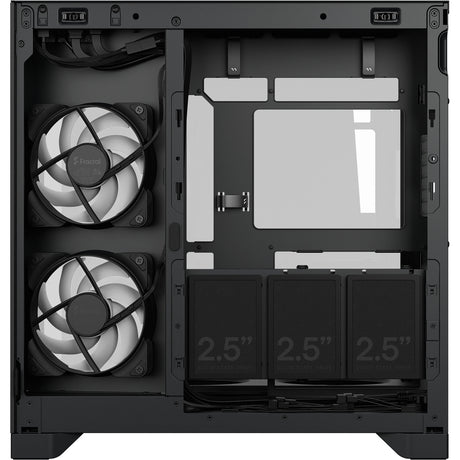 Custodia midi tower rgb dal design frattale pop 2 vision (nero | 1x usb-a | 1x usb-c | rgb | vetro temperato)