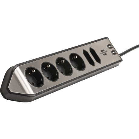 Brennerstuhl ®estilo listello di connessione angolare con funzione di ricarica USB a 6 vie 4 prese di protezione 2 euro argento nero