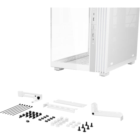 Silenzio! alloggiamento midi tower base luminosa 600 lx (bianco | 2x USB-A | 1x USB-C | RGB | vetro temperato)