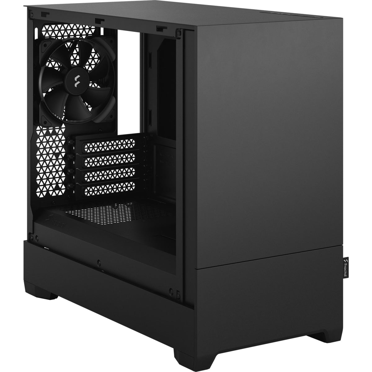 Design frattale pop mini alloggiamento midi tower solido nero silenzioso (nero | 2x USB-A)