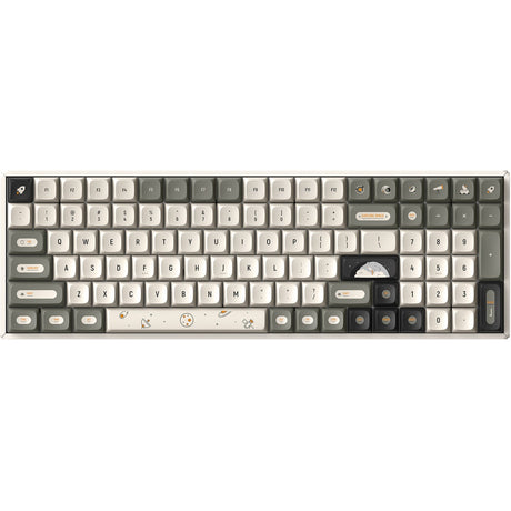 Tastiera meccanica wireless Iqunix f97 hitchhiker (grigia, layout us (qwerty), cherry mx brown, 96%, led rgb, hot-swapable, pbt, 2.4ghz | bluetooth 5.1 | usb-c)