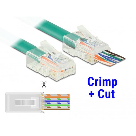 Delock spina rj45 a crimpare+tagliata spina cat.6 utp (trasparente, 20 pezzi)