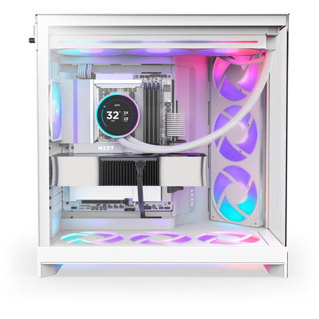 Custodia midi tower Nzxt h9 flow rgb (bianco (opaco) | 2x usb-a | 1x usb-c | rgb | vetro temperato)