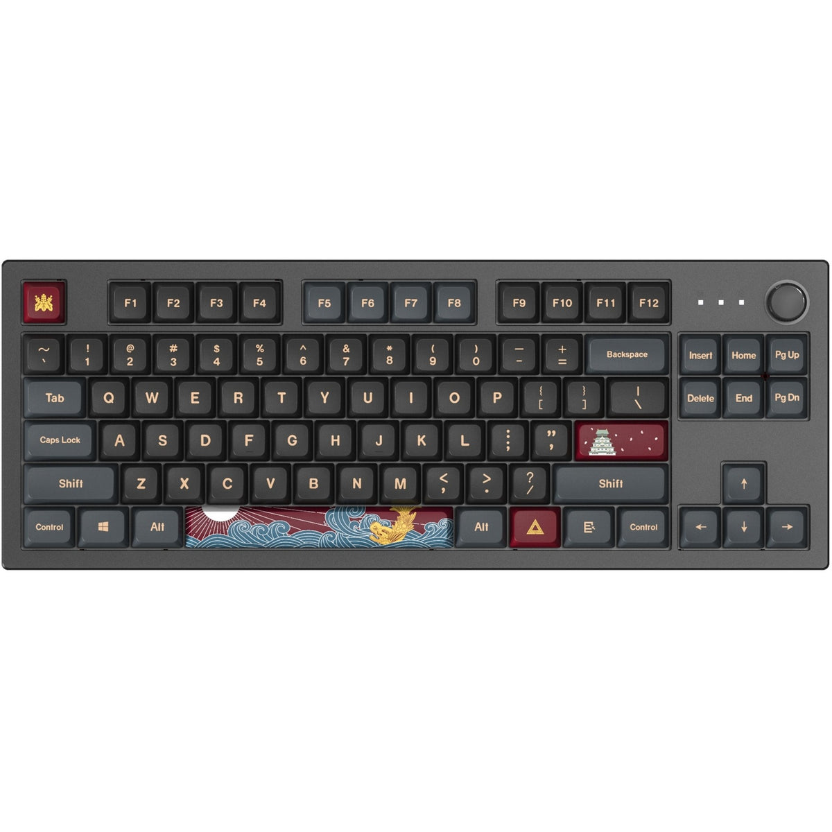 Tastiera meccanica Montech mkey dark tkl rgb (nera, layout us (qwerty), gateron g pro giallo, 80% (tkl), sostituibile a caldo, rgb, pbt)
