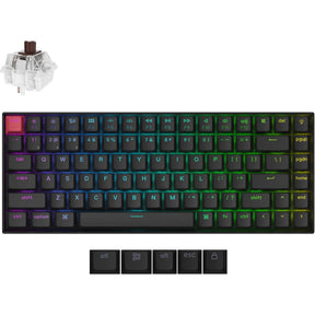Tastiera meccanica Keychron K2 QMK-H3 RGB (nera, layout USA (QWERTY), super marrone, 75%, LED RGB, PBT double-shot ciliegia, hot swap, Bluetooth 5.2 | USB-C)