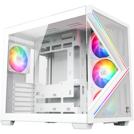 Custodia Midi Tower Xyz PC Gear Qubex (Bianco | 2x USB-A | 1x USB-C | Vetro temperato)
