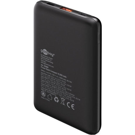 Power bank Goobay compatto da 10.000 mAh (nero, 10 Ah, 1x USB-A, 1x USB-C, alimentazione, ricarica rapida)
