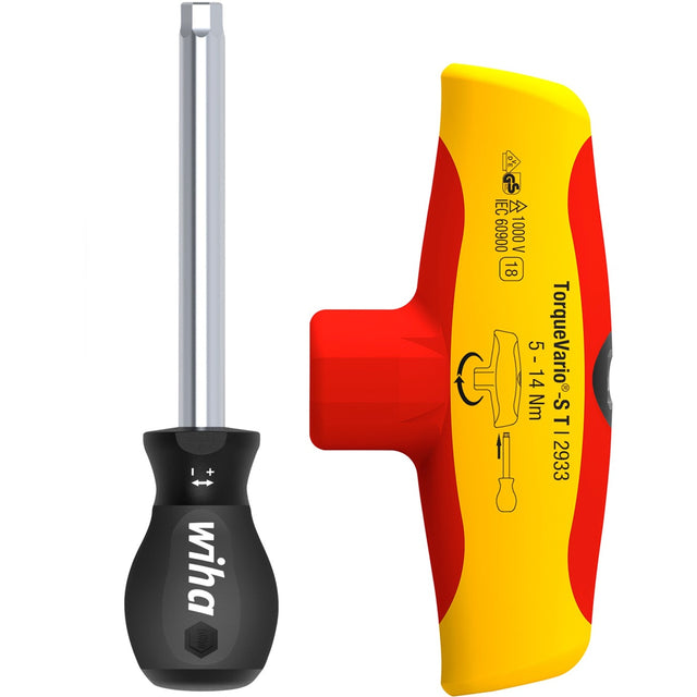 Cacciavite dinamometrico Wiha con impugnatura a croce torquevario-s t electric (rosso giallo, 5-14 nm )