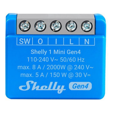 Relè Shelly 1 mini gen4 (blu, bluetooth 4.2, wi-fi)