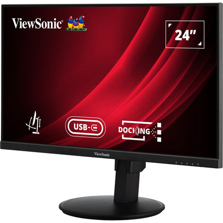 Viewsonic vg2409u-2 ergonomische docking monitor 24 (zwart (mat), 1x displayport, 1x hdmi, 1x usb-c, 2x usb-a, 1x rj-45)