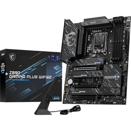 Msi z890 gaming plus wifi6e socket 1851 moederbord (zwart, raid, 5 gb-lan, wi-fi 6e, bt, sound, atx)