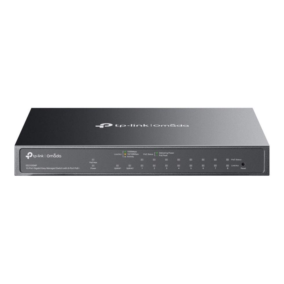 Tp-link omada es210gmp Switch Gigabit Easy Managed a 10 porte (nero, 8x poe+, 1x gigabit sfp)