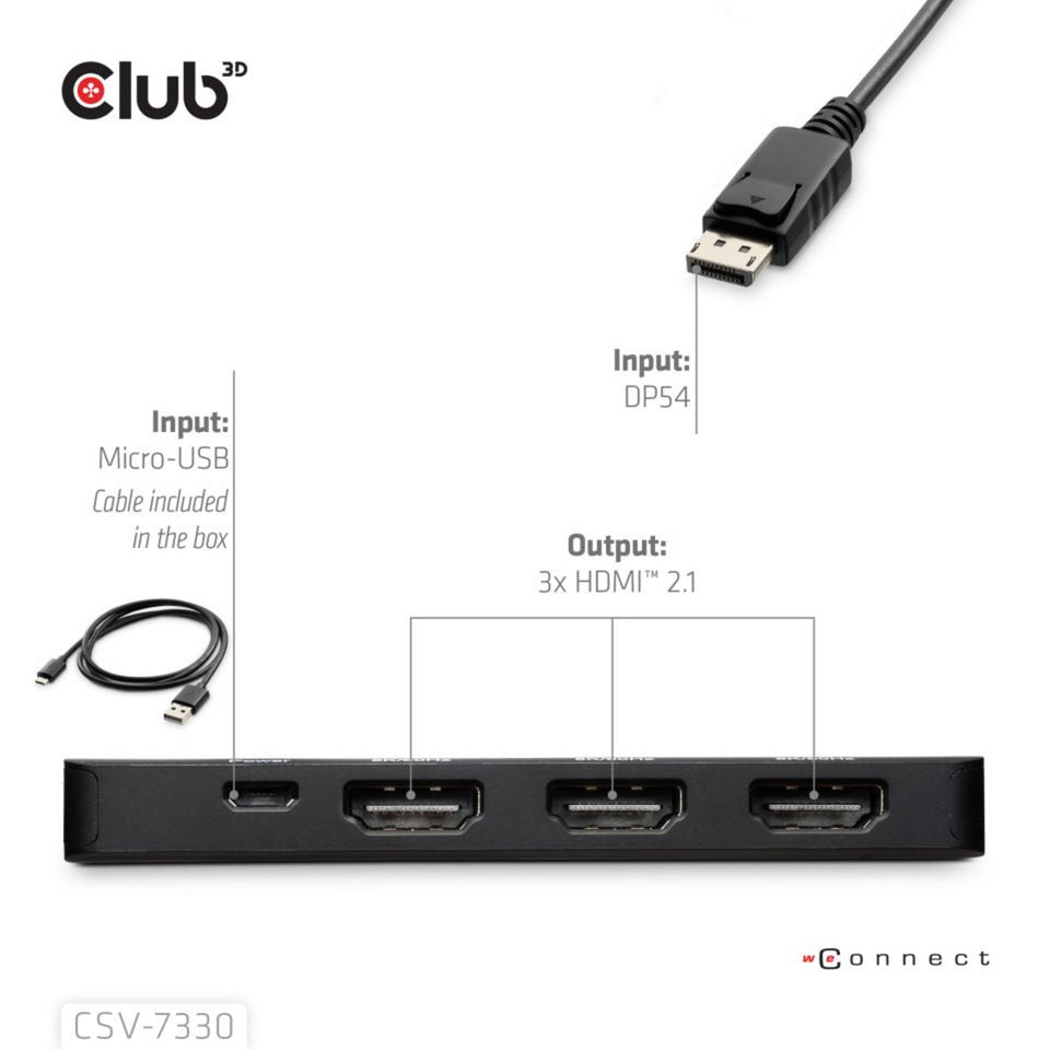 Club 3D Display Port a triplo hub HDMI 8K60Hz (nero)
