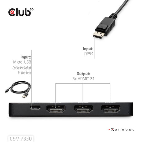 Club 3D Display Port a triplo hub HDMI 8K60Hz (nero)