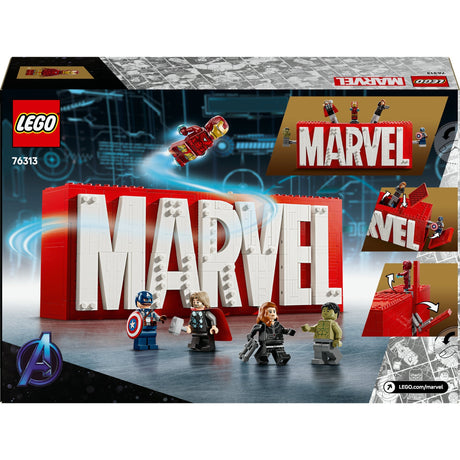 Lego Super Heroes 76313 logo Marvel e minifigure