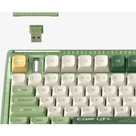 Tastiera meccanica wireless da campeggio Iqunix og80 (verde, layout us (qwerty), rosso ciliegia mx, 80% (tkl), led rgb, sostituibile a caldo, pbt, 2.4ghz | bluetooth 5.1 | usb-c)