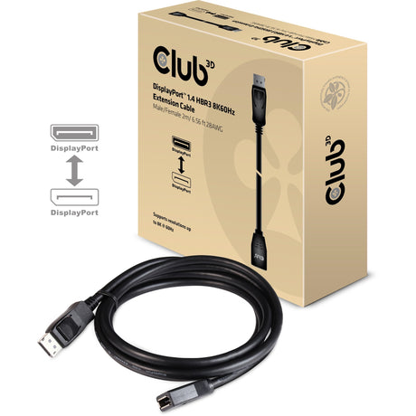 Cavo di prolunga Club 3d displayport 1.4 hbr3 8k60hz m f cavo di prolunga (nero, 2 metri, cac-1022)