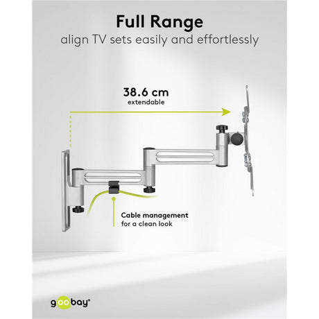 Supporto a parete per TV Goobay caravan fullmotion (m), montaggio a parete da 13 a 43 pollici (argento)