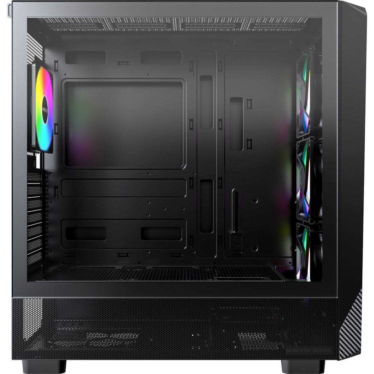 Custodia midi tower Montech x5 (nera | 2x USB-A | 1x USB-C | vetro temperato)