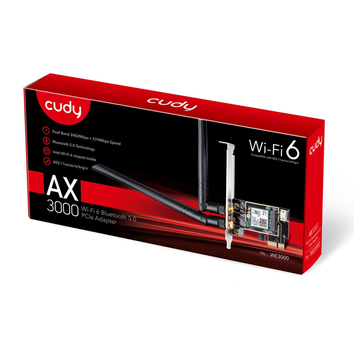 Adattatore WLAN Cudy AX3000 Wi-Fi 6 Bluetooth PCI-E (nero)