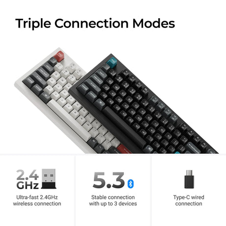 Tastiera meccanica personalizzata wireless Keychron q5 ultra-m3 8k (bianca, layout americano (qwerty), pompon in seta marrone, 96%, rgb, hot swap, 8k, 2,4 ghz | bluetooth 5.2 | usb-c)