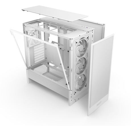 Nzxt custodia midi tower h5 flow rgb v2 (bianco | 1x usb-a | 1x usb-c | rgb | vetro temperato)