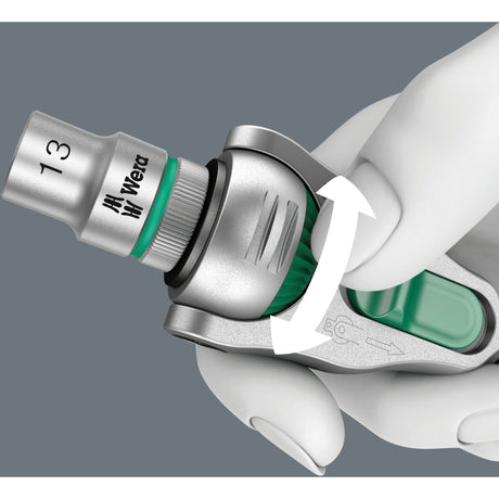 Wera 8100 sc 2 set cricchetto zyklop speed, 1 2 , set di attrezzi da 37 pezzi (nero verde, cricchetto speed con testa girevole)