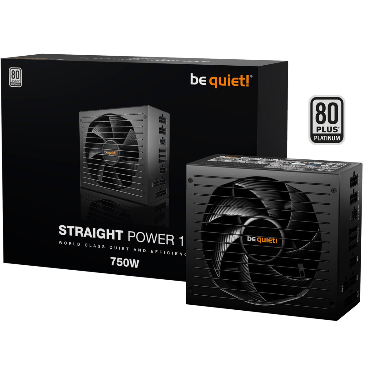 Silenzio! alimentatore dritto power 12 platino modulare da 750 watt (nero, 1x 12v-2x6, 4x pcie)