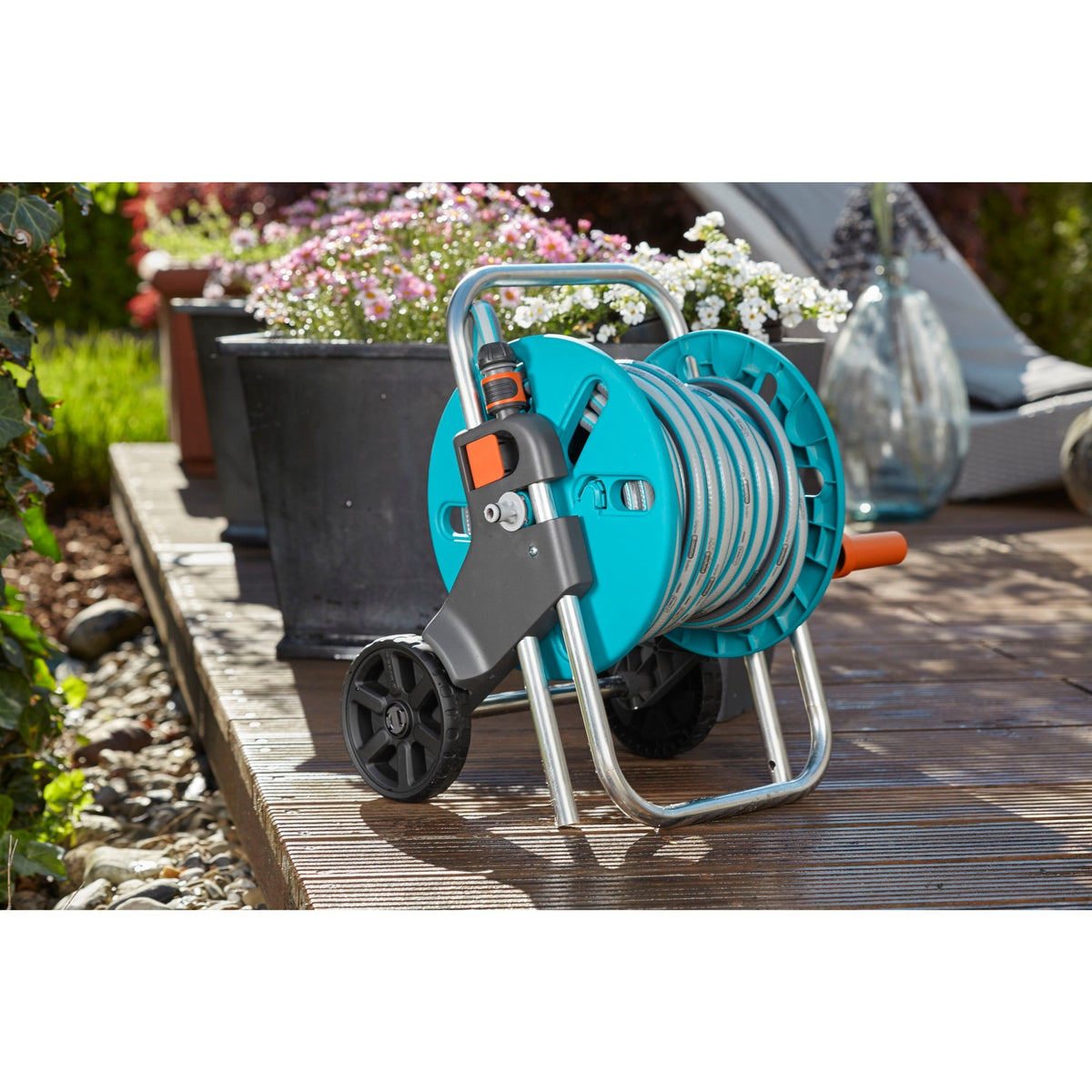 Gardena carrello portagomma set aquaroll s (grigio turchese, 18502-20)