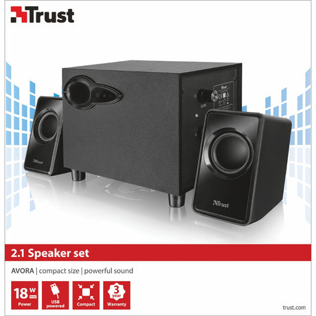Trust avora 2.1 set di altoparlanti subwoofer altoparlante per PC (nero, 20442)