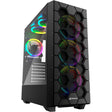 Custodia midi tower esagonale RGB Sharkoon (nera | 2x USB-A | 1x USB-C | RGB | vetro temperato)