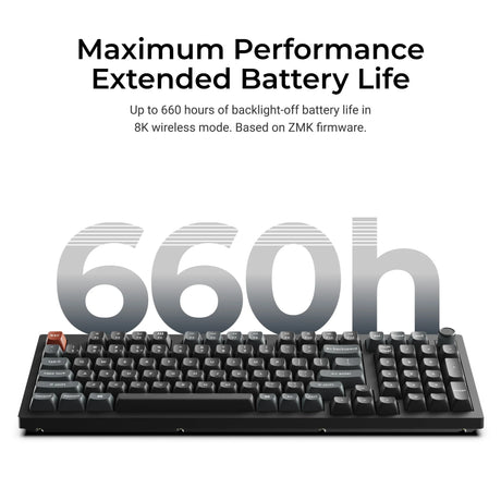 Tastiera meccanica personalizzata wireless Keychron v5 ultra 8K (nera, layout americano (qwerty), pompon in seta marrone, 96%, rgb, hot swap, 2,4 ghz | bluetooth 5.3 | usb-c)