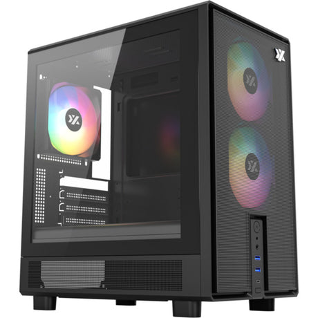 Custodia midi tower Xyz PC Gear Atom (nera | 2x USB-A | 1x USB-C | vetro temperato)