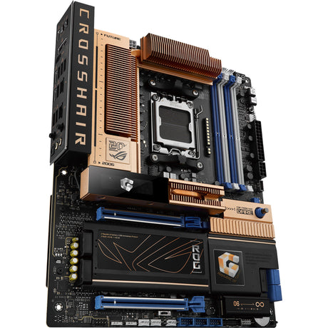 Asus rog crosshair 2006 socket am5 moederbord (zwart brons, raid, 5 gb-lan, 10 gb-lan, wi-fi 7, bt, sound, atx)